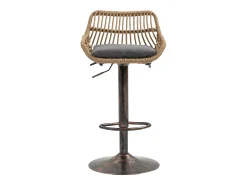Hauss Spole Conjunto de 2 banquetas ajustáveis - Estrutura em metal e encosto em rattan - Almofada em linho^ Banco