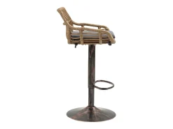 Hauss Spole Conjunto de 2 banquetas ajustáveis - Estrutura em metal e encosto em rattan - Almofada em linho^ Banco