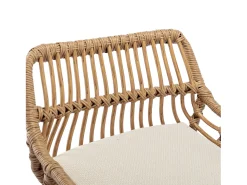 Banco*Hauss Spole Conjunto de 2 banquetas ajustáveis - Estrutura em metal e encosto em rattan - Almofada em linho Bege