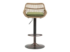 Banco|Hauss Spole Conjunto de 2 banquetas ajustáveis ​​- Estrutura em metal e encosto em rattan - Almofada de linho Verde