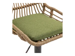Banco|Hauss Spole Conjunto de 2 banquetas ajustáveis ​​- Estrutura em metal e encosto em rattan - Almofada de linho Verde