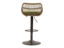 Banco|Hauss Spole Conjunto de 2 banquetas ajustáveis - Estrutura em metal e encosto em rattan - Almofada de linho Verde
