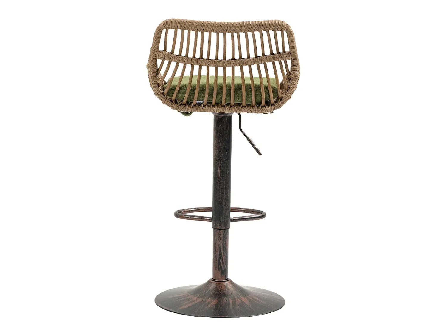 Banco|Hauss Spole Conjunto de 2 banquetas ajustáveis - Estrutura em metal e encosto em rattan - Almofada de linho Verde