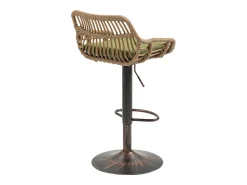Banco|Hauss Spole Conjunto de 2 banquetas ajustáveis - Estrutura em metal e encosto em rattan - Almofada de linho Verde