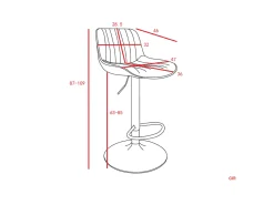 Hauss Spole Conjunto de 4 banquetas de bar s, reguláveis em altura, em veludo e metal.^ Banco