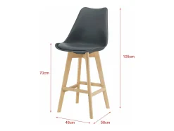Banco*Helloshop26 Conjunto de 4 banquetas de bar em plástico sintético acabamento em faia 105 x 48 x 58 cm cinza 03_0008718 Bege