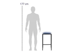 Sale Helloshop26 Conjunto de 2 banquetas de bar industriais com estofamento em PU estrutura metálica com pintura eletrostática preta e azul 14_0010063 Preto