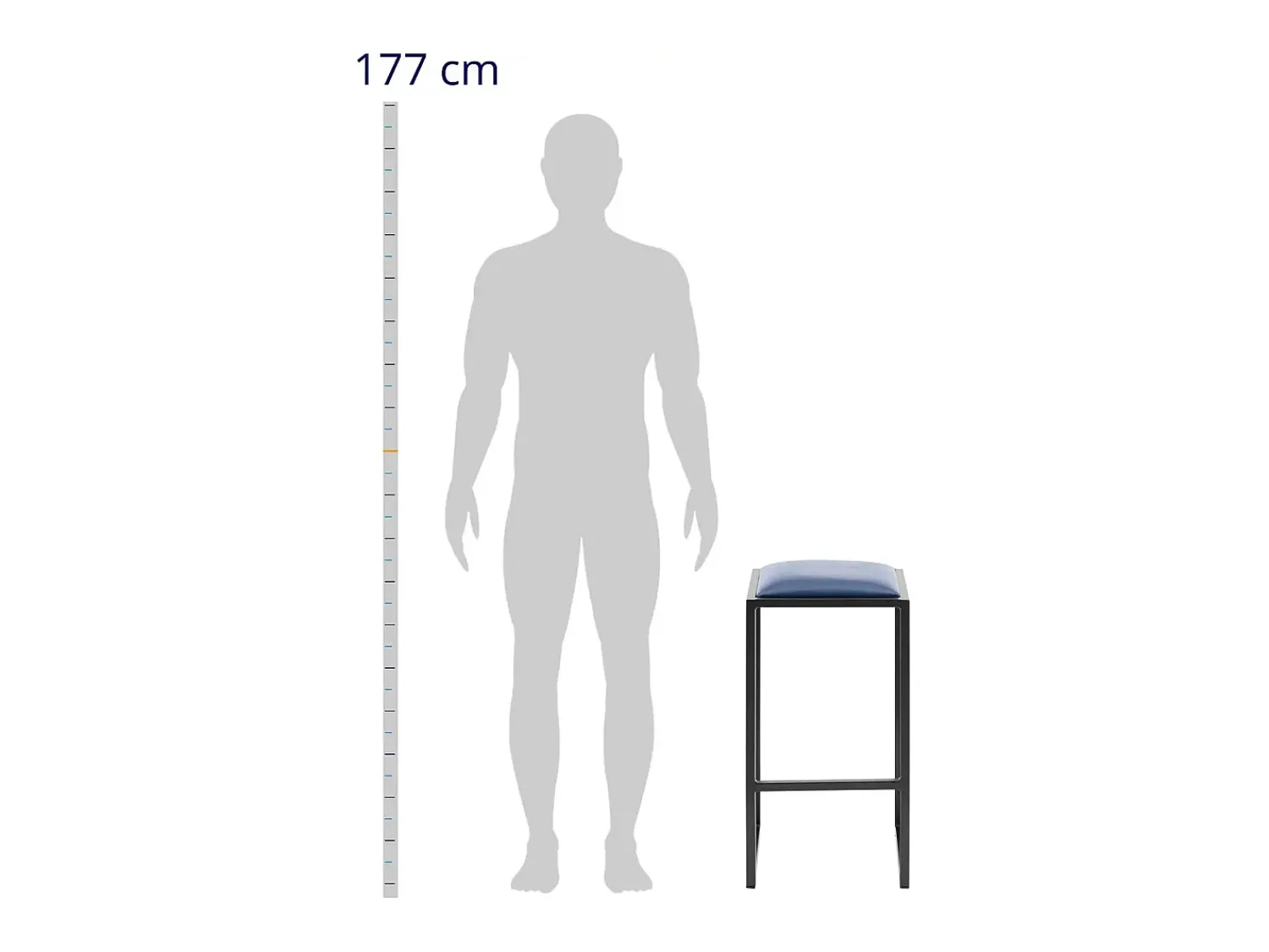 Sale Helloshop26 Conjunto de 2 banquetas de bar industriais com estofamento em PU estrutura metálica com pintura eletrostática preta e azul 14_0010063 Preto