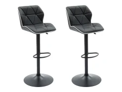 Banco|Vente-unique Conjunto de 2 banquetas de bar em couro sintético e aço - Altura ajustável - - CALVIN Preto