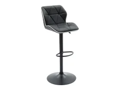 Banco|Vente-unique Conjunto de 2 banquetas de bar em couro sintético e aço - Altura ajustável - - CALVIN Preto