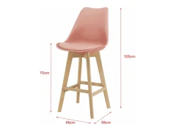 Helloshop26 Conjunto de 4 banquetas de bar em plástico sintético acabamento em faia 105x48x58 cm rosa 03_0008721^ Banco