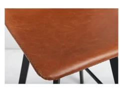 Hot Meublorama Conjunto de 2 banquetas de bar OZON – Cor Cognac – Assento em PU – Conforto moderno e estilo elegante Castanho