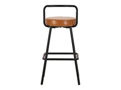 Banco|Merax Conjunto de 2 banquetas de bar - 37 x 37 x 90,5 cm - com encosto e apoio para os pés - couro PU e pés de ferro - marrom Castanho