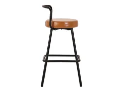Banco|Merax Conjunto de 2 banquetas de bar - 37 x 37 x 90,5 cm - com encosto e apoio para os pés - couro PU e pés de ferro - marrom Castanho