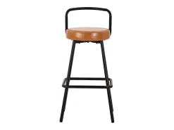 Banco|Merax Conjunto de 2 banquetas de bar - 37 x 37 x 90,5 cm - com encosto e apoio para os pés - couro PU e pés de ferro - marrom Castanho