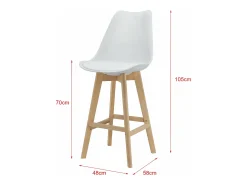 Banco|Helloshop26 Conjunto de 6 banquetas de bar em plástico sintético acabamento em faia 105 x 48 x 58 cm brancas 03_0008724 Bege