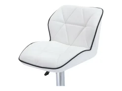 Vente-unique Conjunto de 2 banquetas de bar em couro sintético e aço cromado - Altura ajustável - Brancas - CALVIN^ Banco