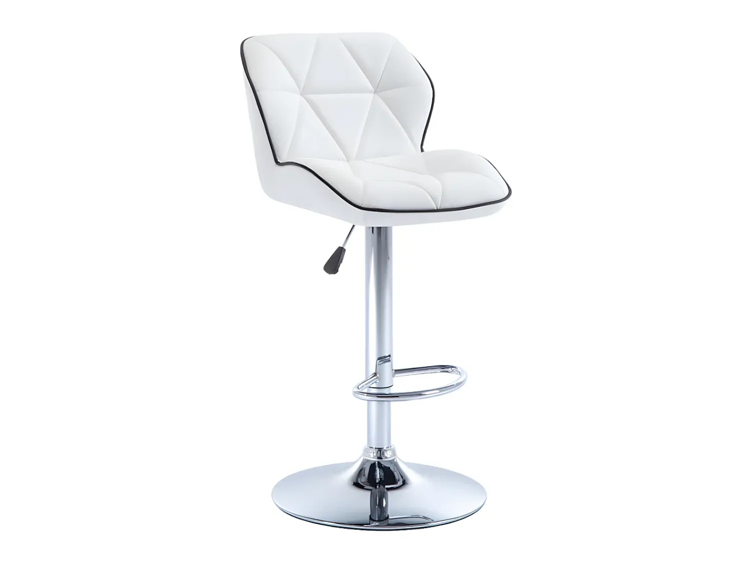 Vente-unique Conjunto de 2 banquetas de bar em couro sintético e aço cromado - Altura ajustável - Brancas - CALVIN^ Banco