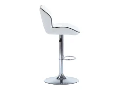 Vente-unique Conjunto de 2 banquetas de bar em couro sintético e aço cromado - Altura ajustável - Brancas - CALVIN^ Banco