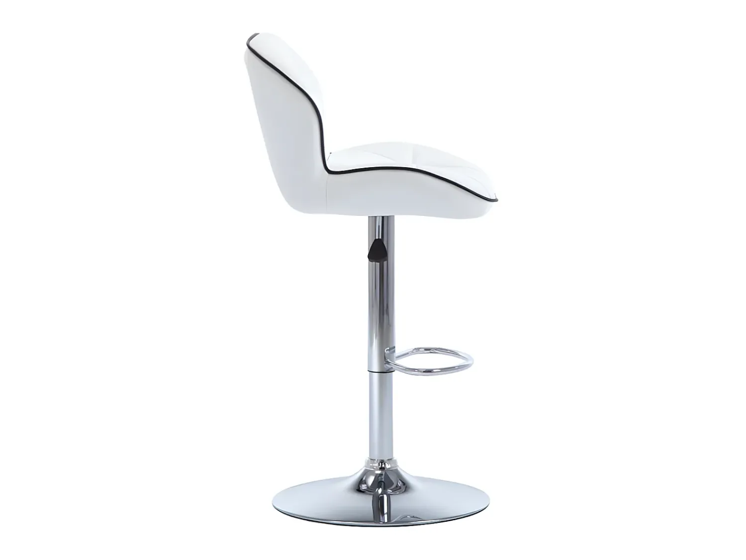 Vente-unique Conjunto de 2 banquetas de bar em couro sintético e aço cromado - Altura ajustável - Brancas - CALVIN^ Banco
