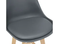 Banco|Mobikasa Conjunto de 2 banquetas de bar com assento encosto e apoio para os pés acolchoado em plástico sintético acabamento em faia 105 cm cinza 03_0002779 Bege