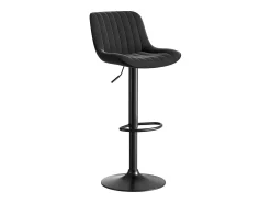 Banco|Hauss Spole Conjunto de 4 banquetas de bar pretas, com altura regulável, em veludo e metal. Preto