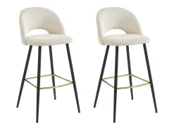 Best Vente-unique Conjunto de 2 banquetas de bar em veludo cotelê e metal - - FINCHY por Pascal Morabito Creme