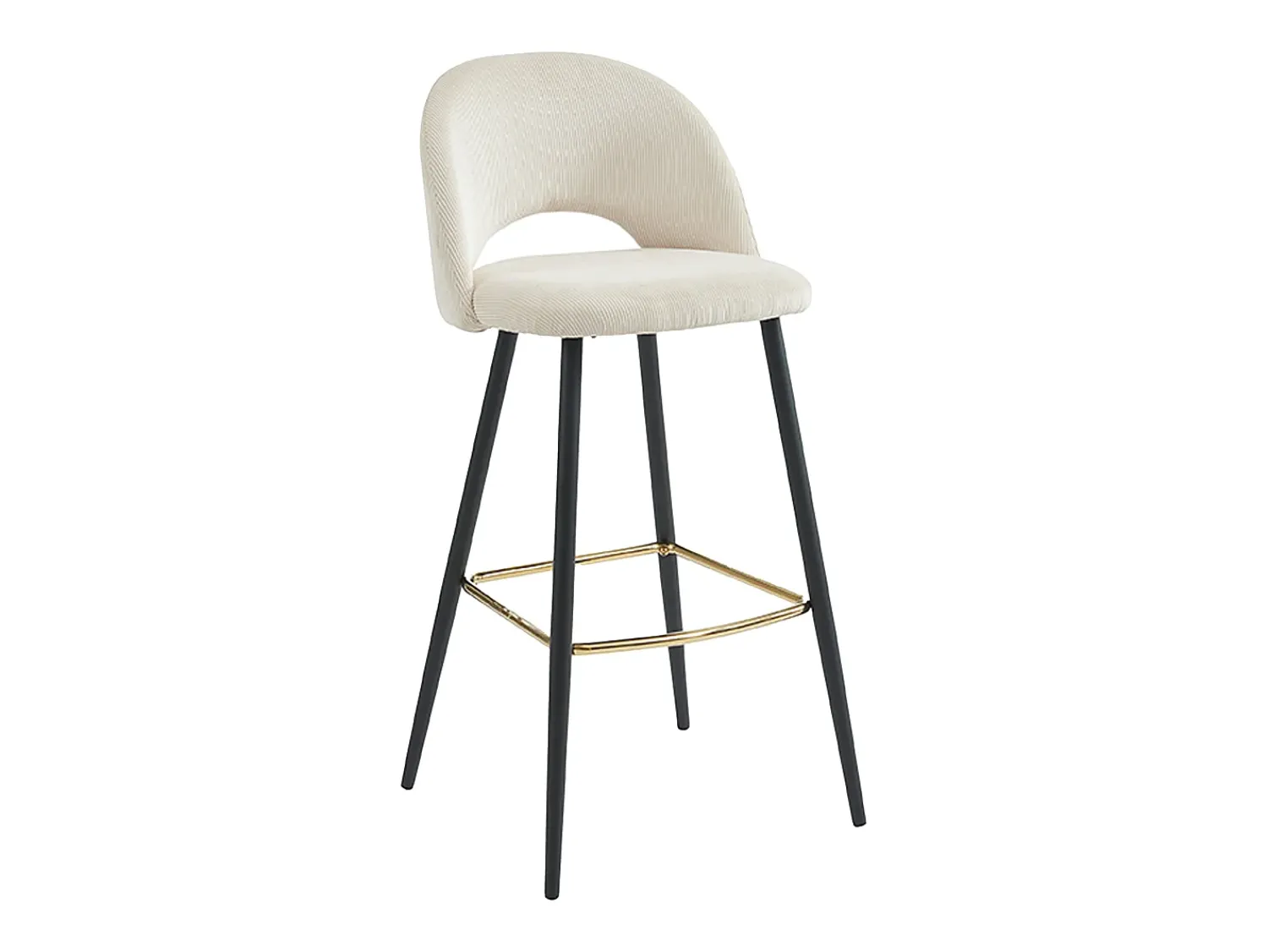 Best Vente-unique Conjunto de 2 banquetas de bar em veludo cotelê e metal - - FINCHY por Pascal Morabito Creme