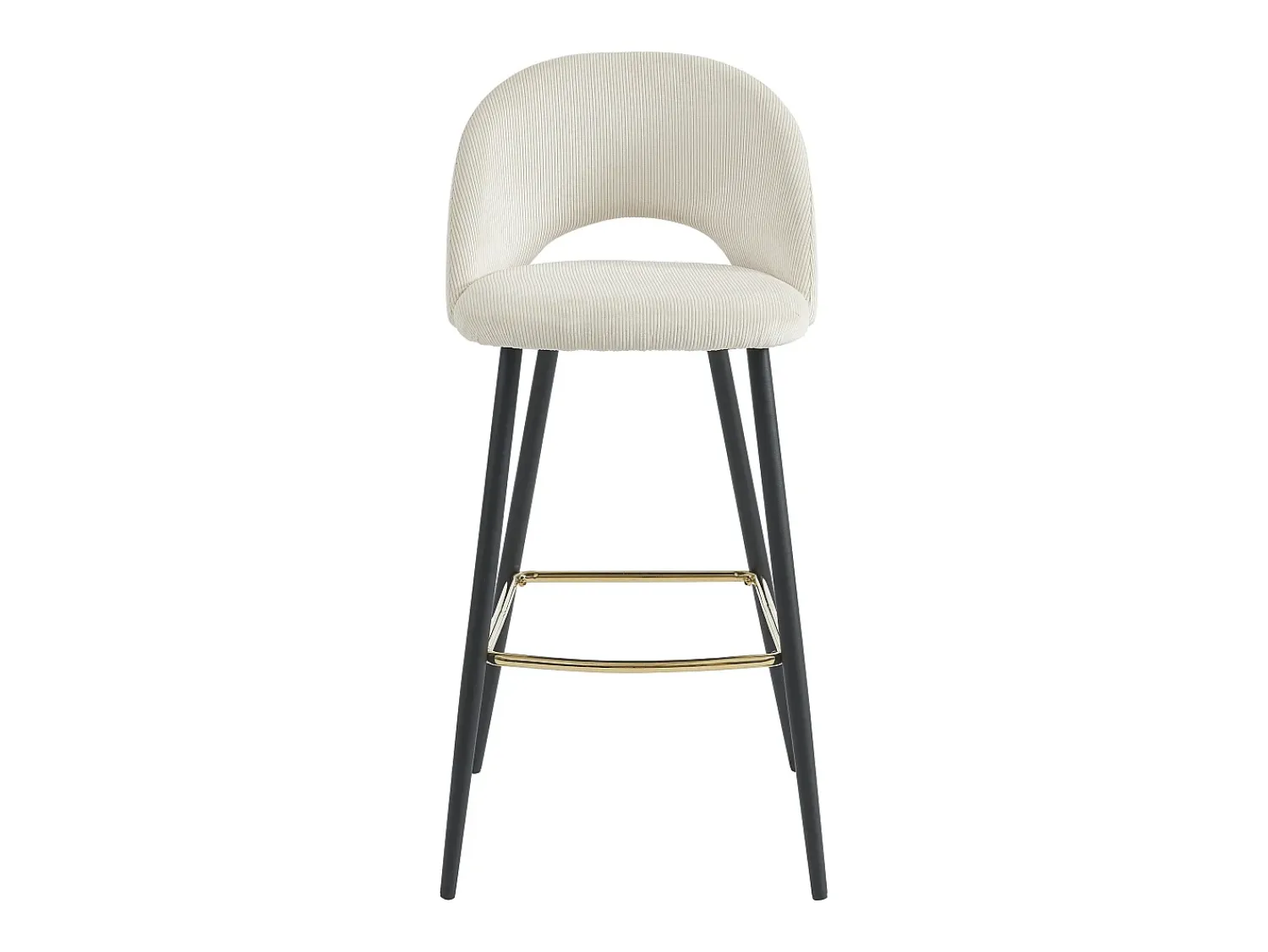Best Vente-unique Conjunto de 2 banquetas de bar em veludo cotelê e metal - - FINCHY por Pascal Morabito Creme