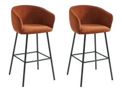 Banco|Vente-unique Conjunto de 2 banquetas em tecido e metal preto - - LAZONI por Pascal Morabito Terracota