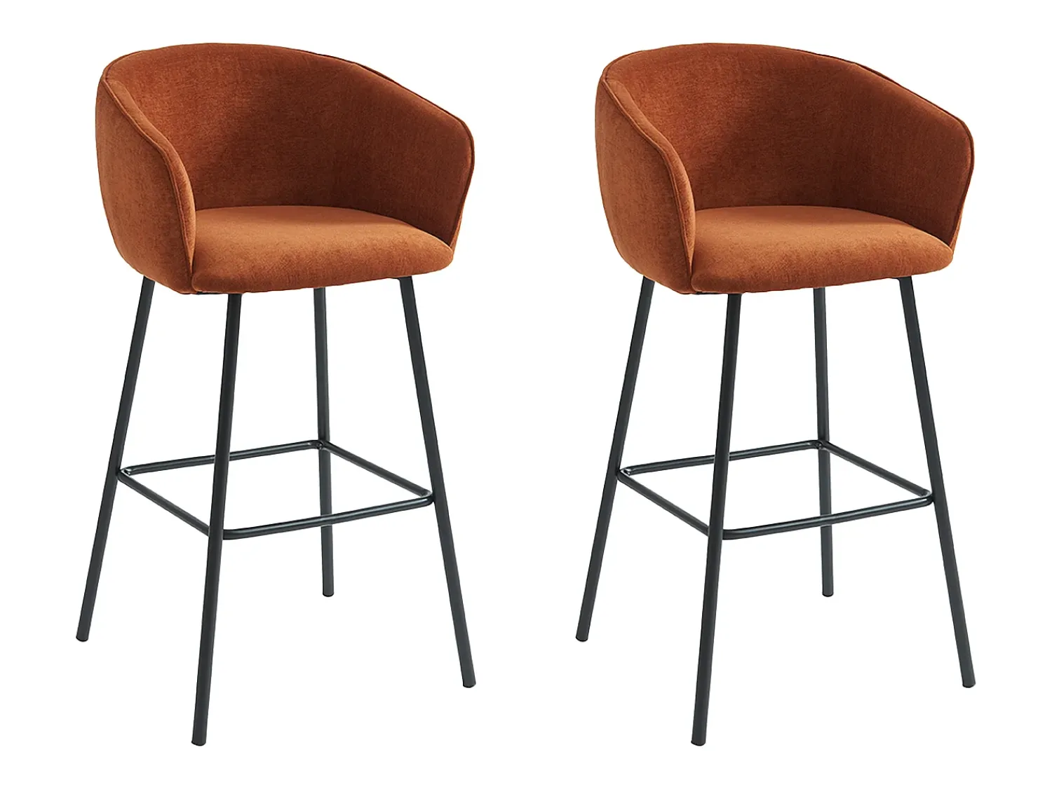 Banco|Vente-unique Conjunto de 2 banquetas em tecido e metal preto - - LAZONI por Pascal Morabito Terracota