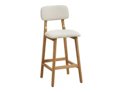 Banco*Vente-unique Conjunto de 2 banquetas em tecido texturizado e madeira de seringueira natural - - LEDIRA Bege