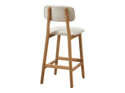 Banco*Vente-unique Conjunto de 2 banquetas em tecido texturizado e madeira de seringueira natural - - LEDIRA Bege