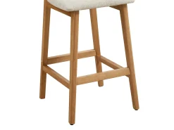 Banco*Vente-unique Conjunto de 2 banquetas em tecido texturizado e madeira de seringueira natural - - LEDIRA Bege