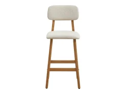 Banco*Vente-unique Conjunto de 2 banquetas em tecido texturizado e madeira de seringueira natural - - LEDIRA Bege