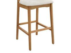 Online Vente-unique Conjunto de 2 banquetas em tecido texturizado e madeira de seringueira natural - - LERANIA Creme