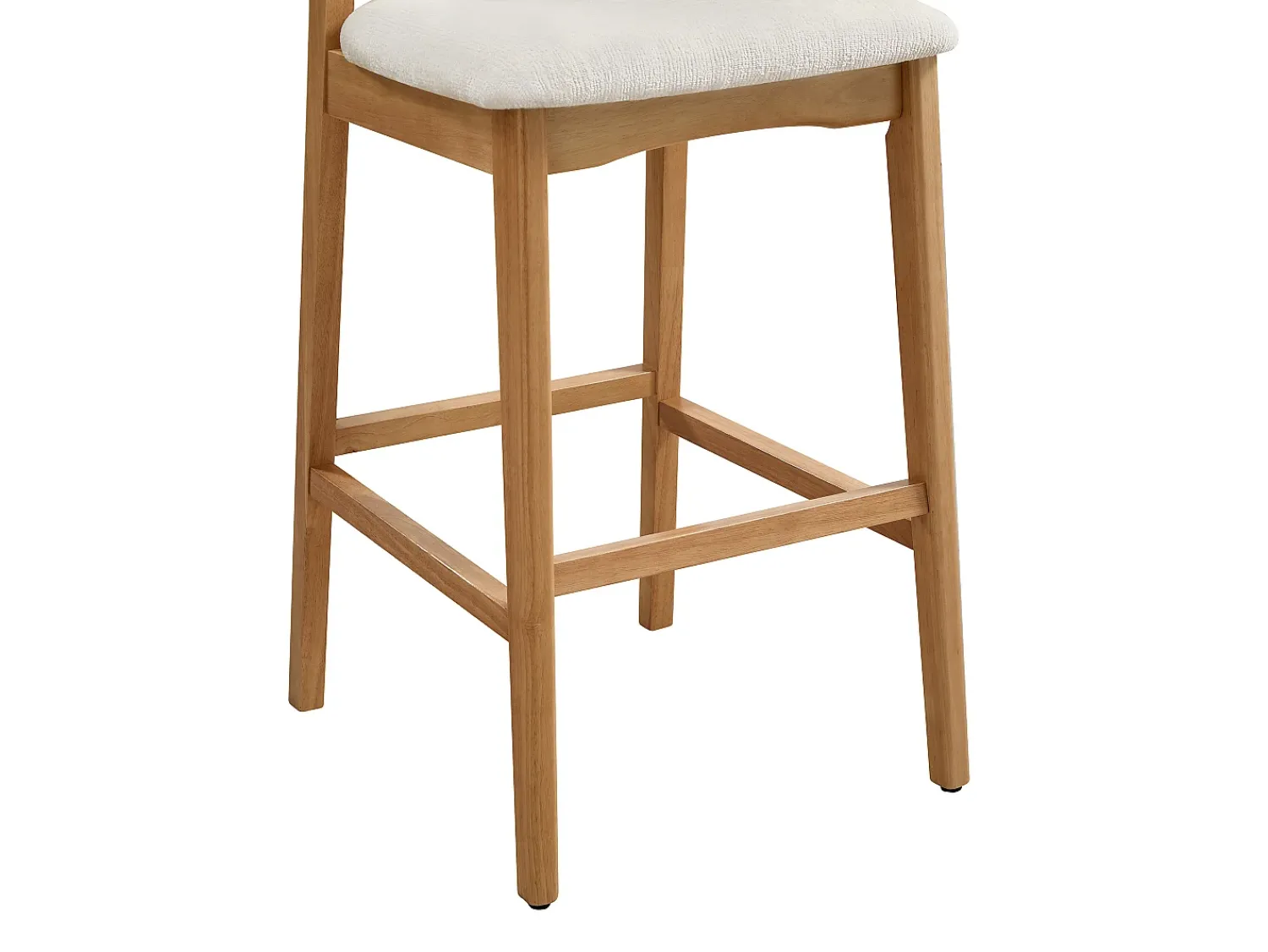 Online Vente-unique Conjunto de 2 banquetas em tecido texturizado e madeira de seringueira natural - - LERANIA Creme