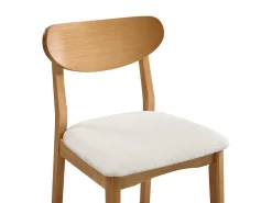 Online Vente-unique Conjunto de 2 banquetas em tecido texturizado e madeira de seringueira natural - - LERANIA Creme