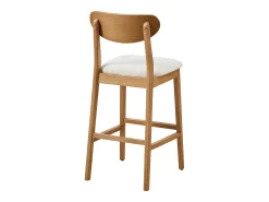 Online Vente-unique Conjunto de 2 banquetas em tecido texturizado e madeira de seringueira natural - - LERANIA Creme