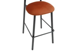 Best Vente-unique Conjunto de 2 banquetas em veludo e metal preto - Terracotta - LAKABI Terracota
