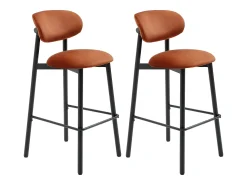 Best Vente-unique Conjunto de 2 banquetas em veludo e metal preto - Terracotta - LAKABI Terracota