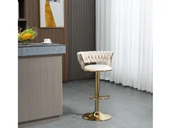 Hauss Spole Conjunto de 2 banquetas giratórias em veludo - Altura regulável - e dourado^ Banco