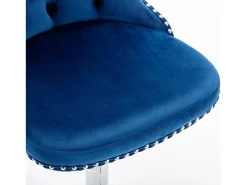 Best Hauss Spole Conjunto de 2 banquetas giratórias em veludo - Altura regulável de 63,5 a 84 cm - e prateado Azul