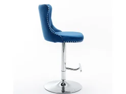 Best Hauss Spole Conjunto de 2 banquetas giratórias em veludo - Altura regulável de 63,5 a 84 cm - e prateado Azul