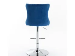 Best Hauss Spole Conjunto de 2 banquetas giratórias em veludo - Altura regulável de 63,5 a 84 cm - e prateado Azul