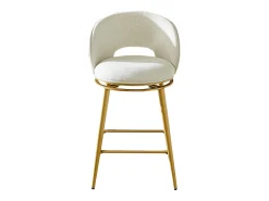 Discount Hauss Spole Conjunto de 2 banquetas giratórias em tecido chenille - Estrutura em metal dourado Bege