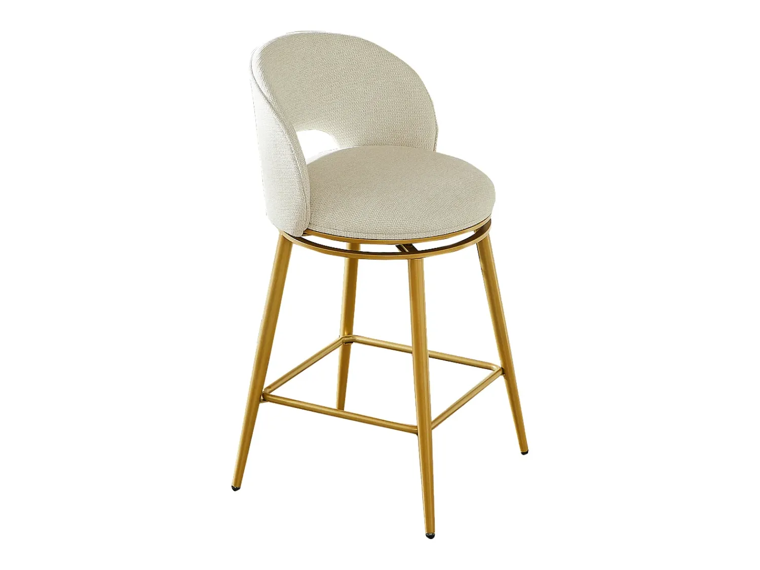 Discount Hauss Spole Conjunto de 2 banquetas giratórias em tecido chenille - Estrutura em metal dourado Bege