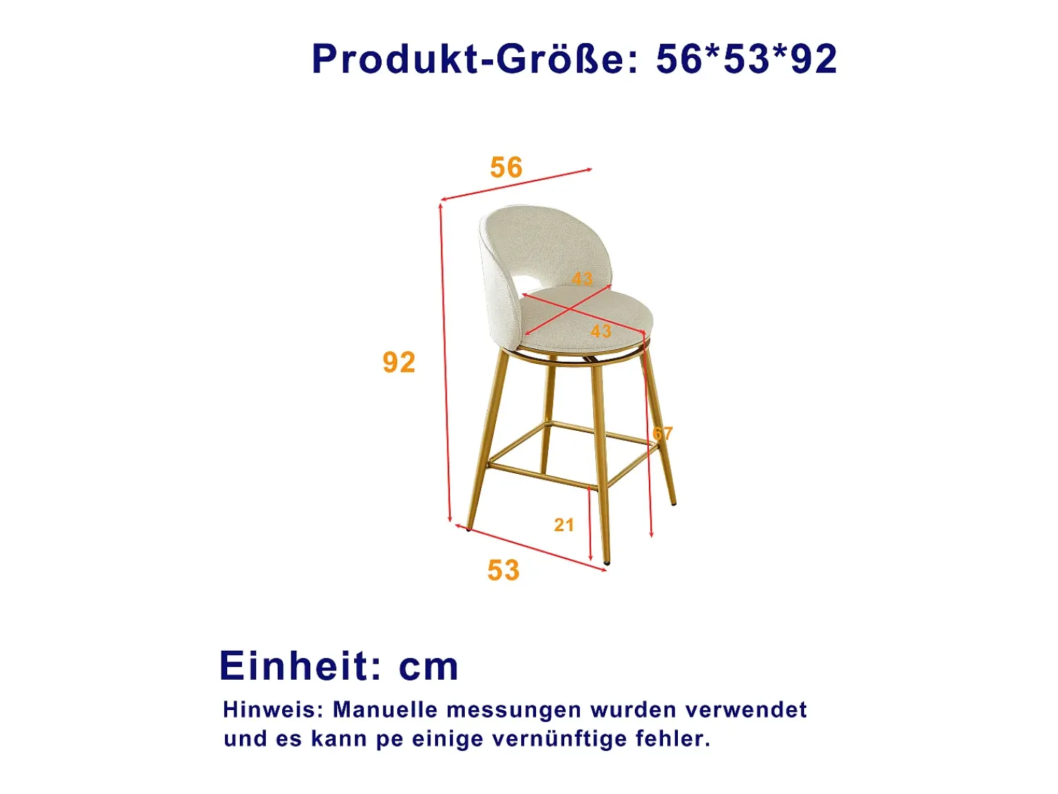 Discount Hauss Spole Conjunto de 2 banquetas giratórias em tecido chenille - Estrutura em metal dourado Bege