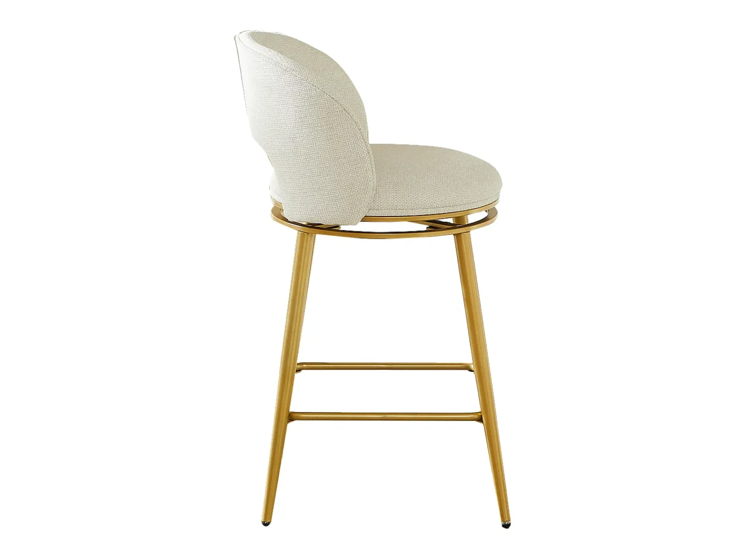 Discount Hauss Spole Conjunto de 2 banquetas giratórias em tecido chenille - Estrutura em metal dourado Bege