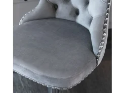 Banco*Hauss Spole Conjunto de 2 banquetas giratórias em veludo - Altura regulável de 63,5 a 84 cm - Cinza e prateado Cinzento